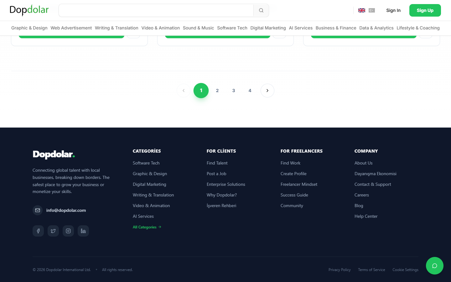 Dopdolar Footer & Lead Generation